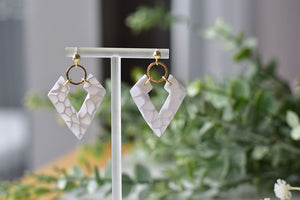 Geometric statement earrings - marbling style earrings (white)