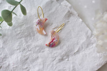 Load image into Gallery viewer, Moon marbling design earrings - neutral polymer clay earrings
