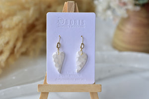 Leave statement earrings - marbling style earrings (white)