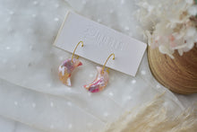 Load image into Gallery viewer, Moon marbling design earrings - neutral polymer clay earrings
