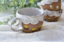 Load image into Gallery viewer, Handmade tulip mug - underglaze painted coffee mug
