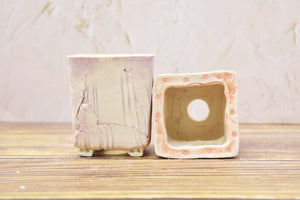 Square handmade pots - succulent planters - ceramic pots (6.7cm × 8.5cm)