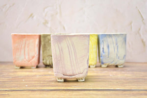 Square handmade pots - succulent planters - ceramic pots (6.7cm × 8.5cm)