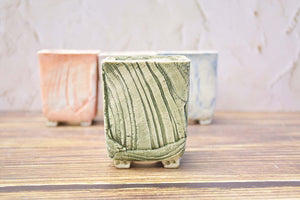 Square handmade pots - succulent planters - ceramic pots (6.7cm × 8.5cm)