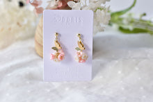 Load image into Gallery viewer, Dainty dangle earrings - polymer clay earrings (small flowers with butterfly)
