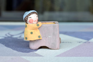 Handmade girl 3D pots - flower planters - ceramic pots