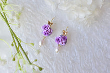 Load image into Gallery viewer, Elegant floral earrings - Butterfly polymer clay earrings with fresh pearl
