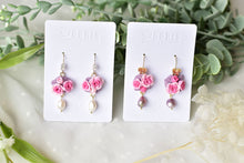 Load image into Gallery viewer, Elegant floral earrings - Butterfly polymer clay earrings with fresh pearl
