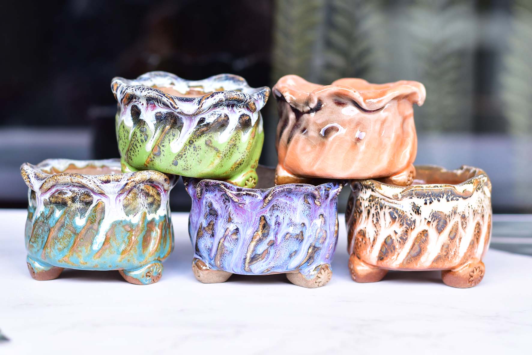 handmade succulent pots Handmade glaze pots - flower feet planter
