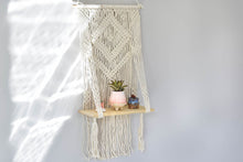 Load image into Gallery viewer, Macrame hanging plant holder with shelf (50cm*40cm)
