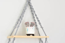 Load image into Gallery viewer, Macrame hanging plant holder with shelf
