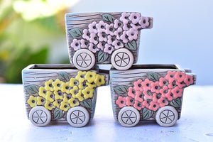 Flower succulent pot - trolley planter (10.5cm*8cm*8.3cm)