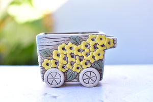 Flower succulent pot - trolley planter (10.5cm*8cm*8.3cm)