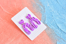 Load image into Gallery viewer, 3D Stripe Polymer Clay Earrings (purple)
