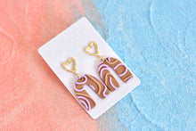 Load image into Gallery viewer, 3D Stripe Polymer Clay Earrings (brown)
