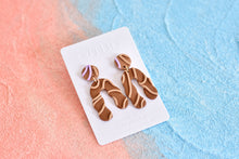 Load image into Gallery viewer, 3D Stripe Polymer Clay Earrings (brown)
