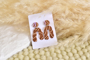 3D Stripe Polymer Clay Earrings (brown)