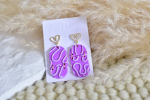 Load image into Gallery viewer, 3D Stripe Polymer Clay Earrings (purple)
