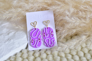 3D Stripe Polymer Clay Earrings (purple)