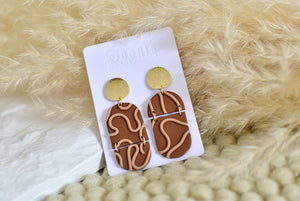 3D Stripe Polymer Clay Earrings (brown)