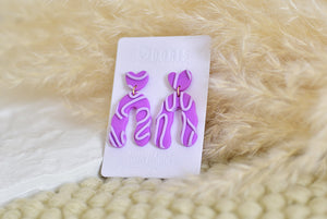 3D Stripe Polymer Clay Earrings (purple)