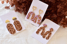 Load image into Gallery viewer, 3D Stripe Polymer Clay Earrings (brown)
