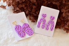 Load image into Gallery viewer, 3D Stripe Polymer Clay Earrings (purple)
