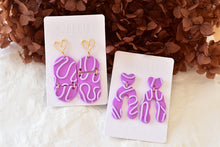 Load image into Gallery viewer, 3D Stripe Polymer Clay Earrings (purple)
