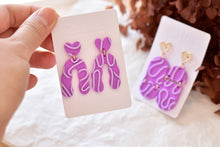 Load image into Gallery viewer, 3D Stripe Polymer Clay Earrings (purple)
