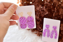 Load image into Gallery viewer, 3D Stripe Polymer Clay Earrings (purple)
