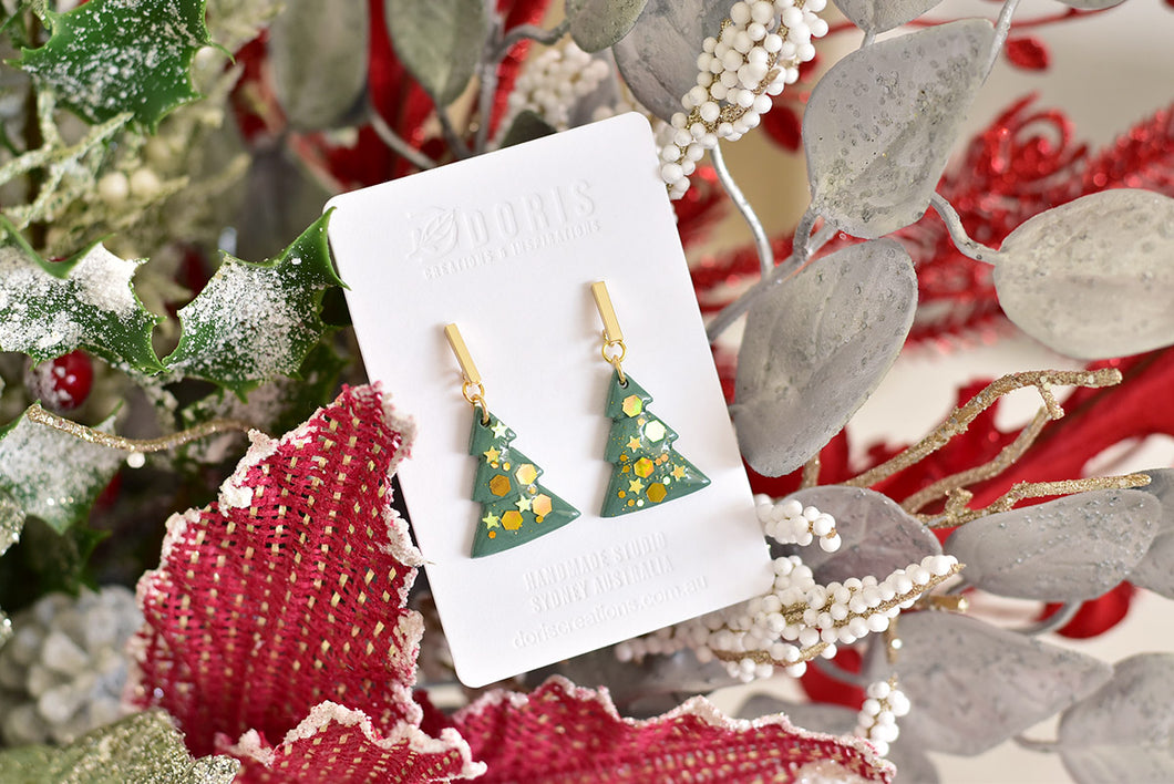 Christmas Tree Polymer Clay Earrings