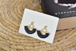 Black Designed Polymer Clay Earrings