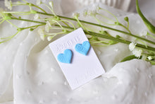 Load image into Gallery viewer, Blue Wave Texture Polymer Clay Earrings (heart)
