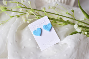 Blue Wave Texture Polymer Clay Earrings (heart)