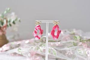 Translucent Red&Gold Polymer Clay Earrings (Resin Cover 2)