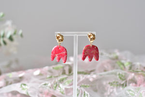 Red Polymer Clay Earrings (Resin Cover 3)