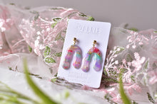 Load image into Gallery viewer, Translucent Blue&amp;Purple&amp;Red Polymer Clay Earrings (Resin Cover 1)
