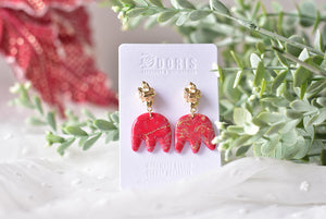 Red Polymer Clay Earrings (Resin Cover 3)