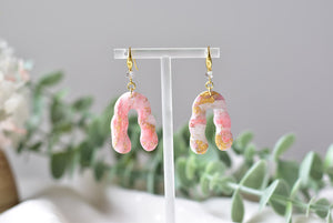 Translucent Pink Marble Polymer Clay Earrings (Resin Cover 7)