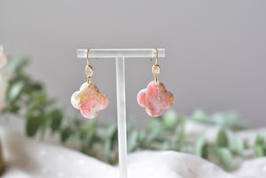 Translucent Pink Marble Polymer Clay Earrings (Resin Cover 4)