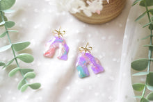 Load image into Gallery viewer, Translucent Blue&amp;Purple&amp;Pink Polymer Clay Earrings (Resin Cover 4)
