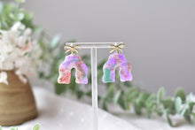 Load image into Gallery viewer, Translucent Blue&amp;Purple&amp;Pink Polymer Clay Earrings (Resin Cover 4)
