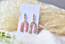 Load image into Gallery viewer, Translucent Pink Marble Polymer Clay Earrings (Resin Cover 7)
