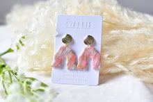 Load image into Gallery viewer, Translucent Pink Marble Polymer Clay Earrings (Resin Cover 1)
