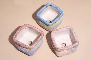 【Doris's collection】Colourful bark pots - crackle style planter (11.5cm*9.5cm)