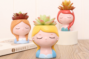 Cartoon Girl Pots - Resin Planters - Cinderella - Snow white - Mermaid