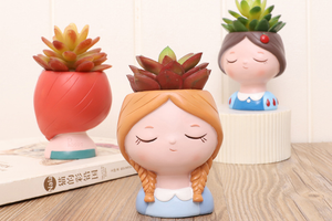 Cartoon Girl Pots - Resin Planters - Cinderella - Snow white - Mermaid