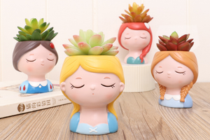 Cartoon Girl Pots - Resin Planters - Cinderella - Snow white - Mermaid