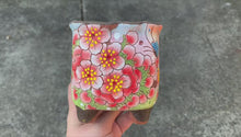 Load and play video in Gallery viewer, Handpainted succulent pots - flower planters - ceramic pots (9.5cm*9.5cm*10.8cm)
